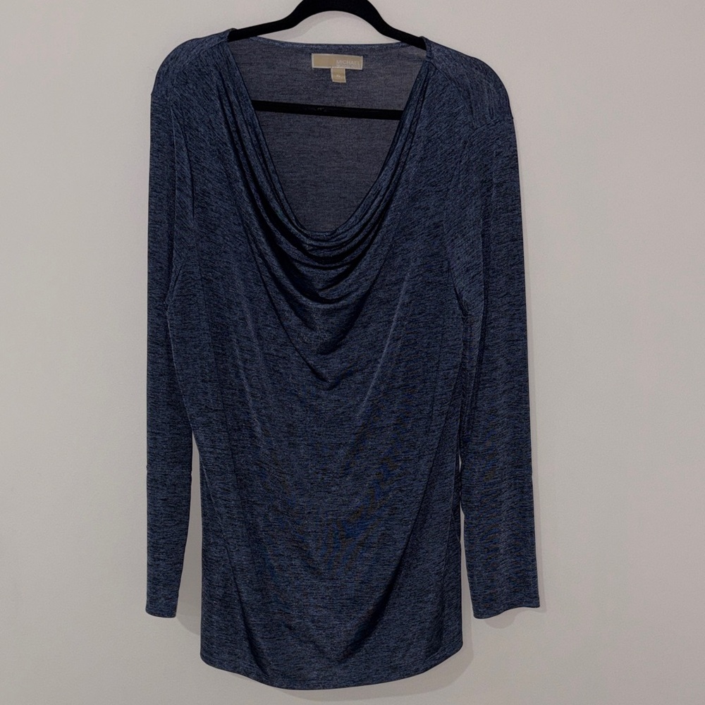 Michael Kors Gray Blue draped top shirt blouse size XL